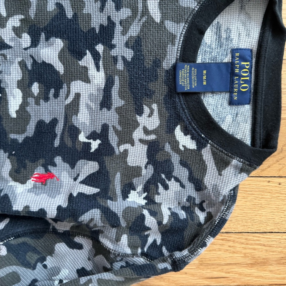 Polo by Ralph Lauren Men's Long Sleeve Camouflage Tee - Black, Gray, and White